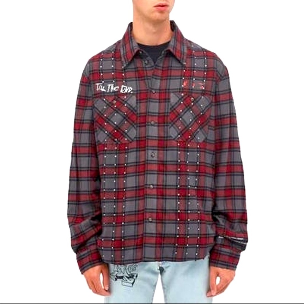 END x OFFWHITE Till The End Flannel Shirt - Red MEDIUM